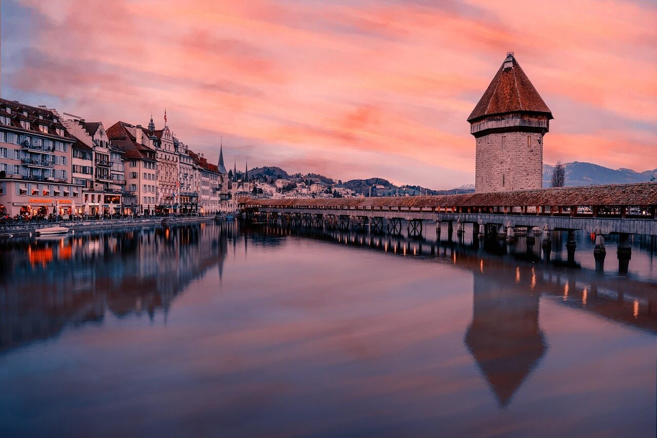 europe, switzerland, lucerne, nature, city, architecture, building, flow, sunset, to travel, photo